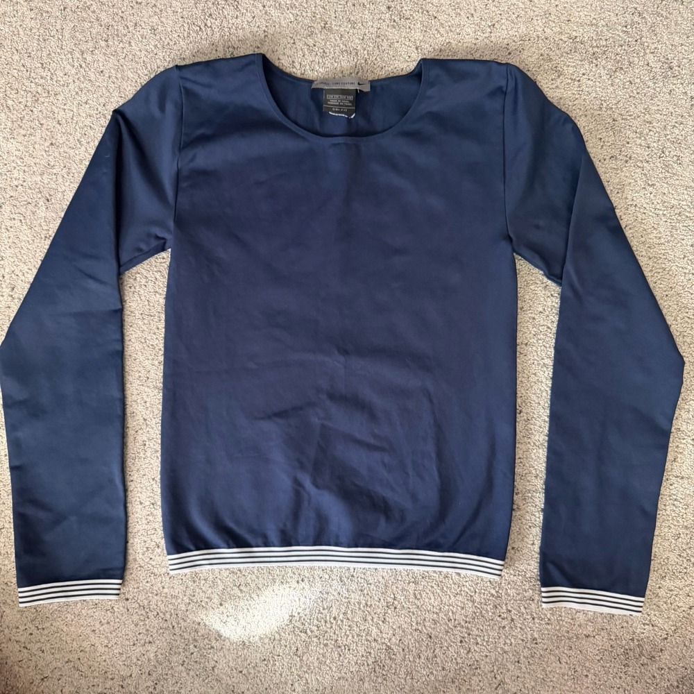 NIKE Seamless DriFit Performance Top Long Sleeve Pullover Navy White Sz S/M